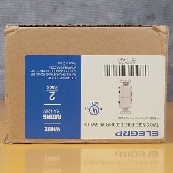 2 Pack ELEGRP Single Pole Decorative White Switch Rating 15A 120V - Picture 12 of 14